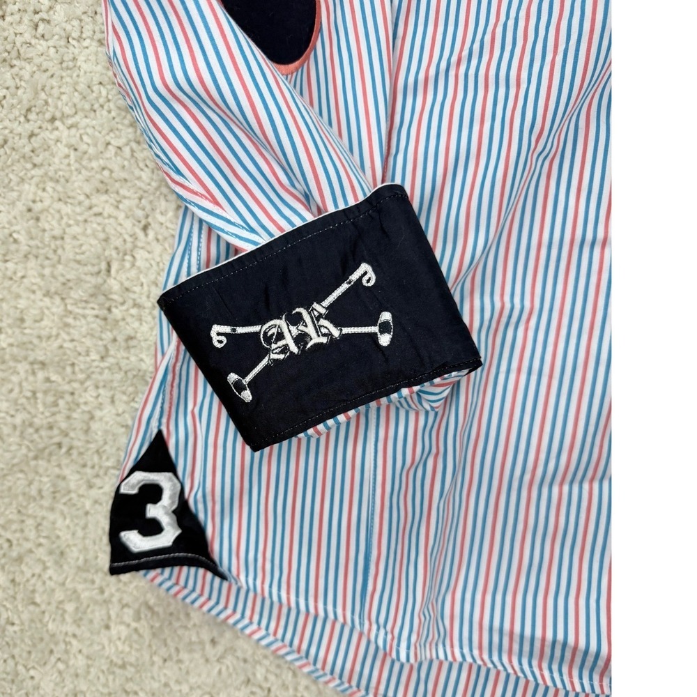 Mens 4XL Absolute Rebellion Shirt Cotton Slim Fit Stripe Polo Crest Embroidery